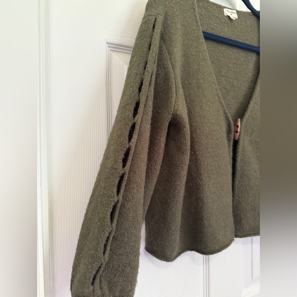 Moss Green Open-Front Women’s Sweater Cardigan - Picture 13 of 13
